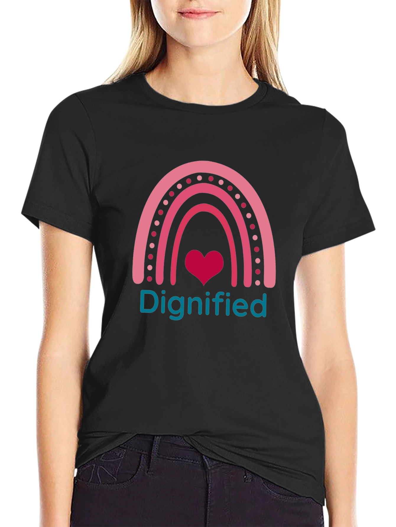 Dignified Rainbow Heart Tee - Soft Cotton Comfort