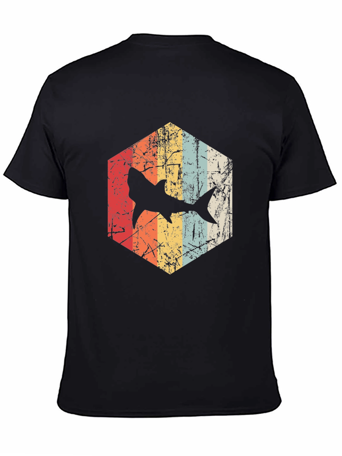 Retro Shark Graphic Tee - Distressed Style