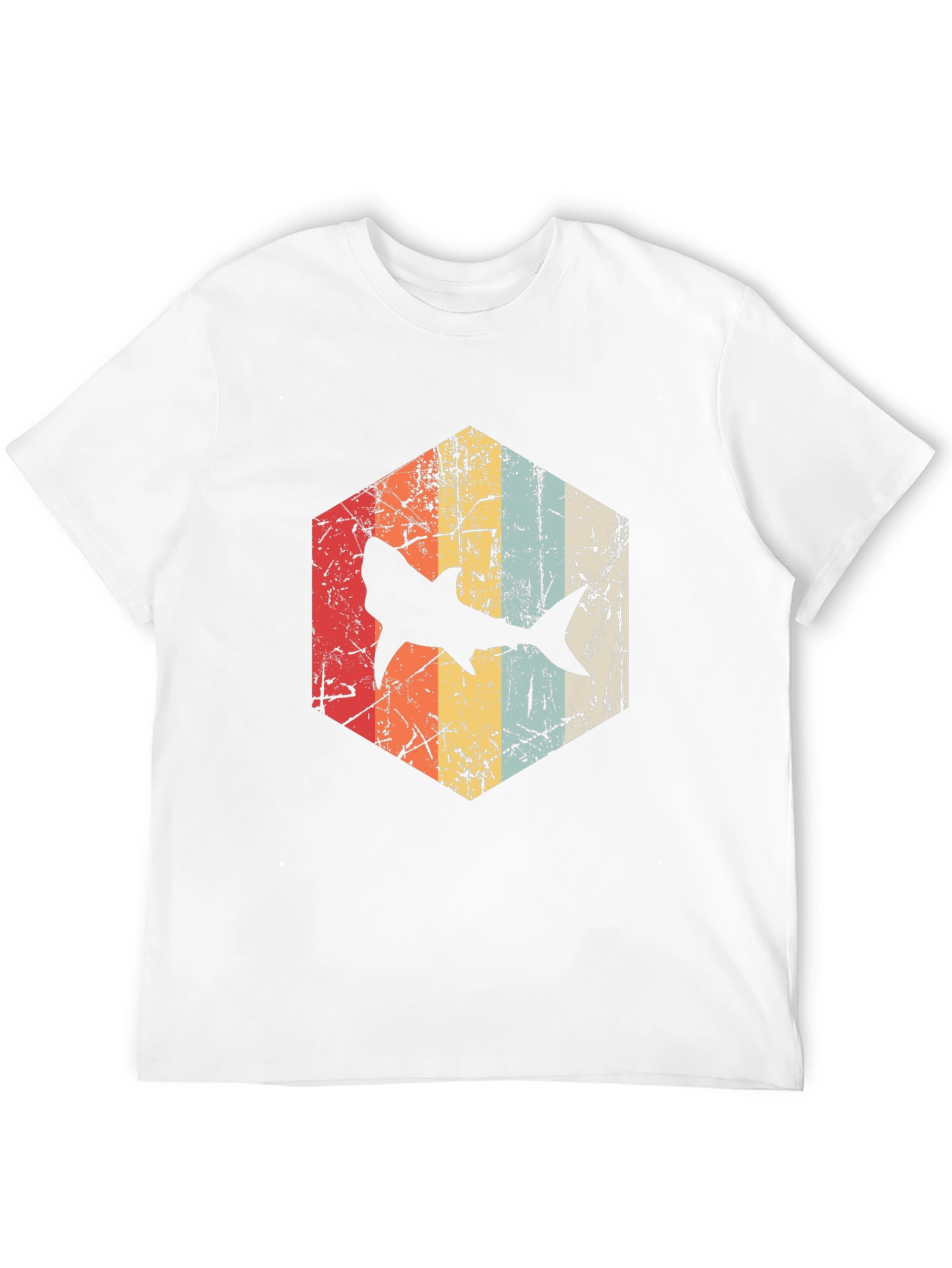 Retro Shark Graphic Tee - Distressed Style