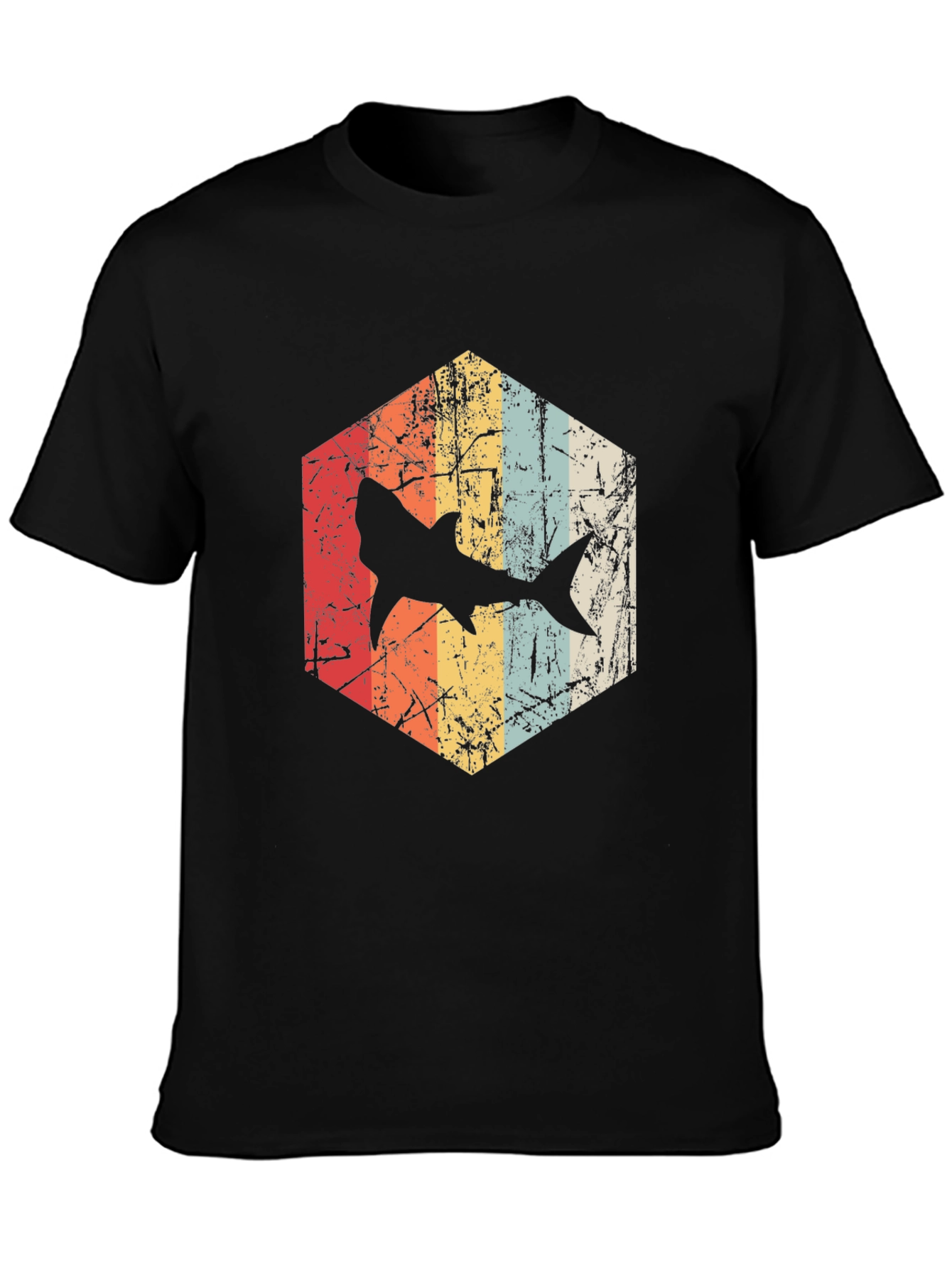 Retro Shark Graphic Tee - Distressed Style