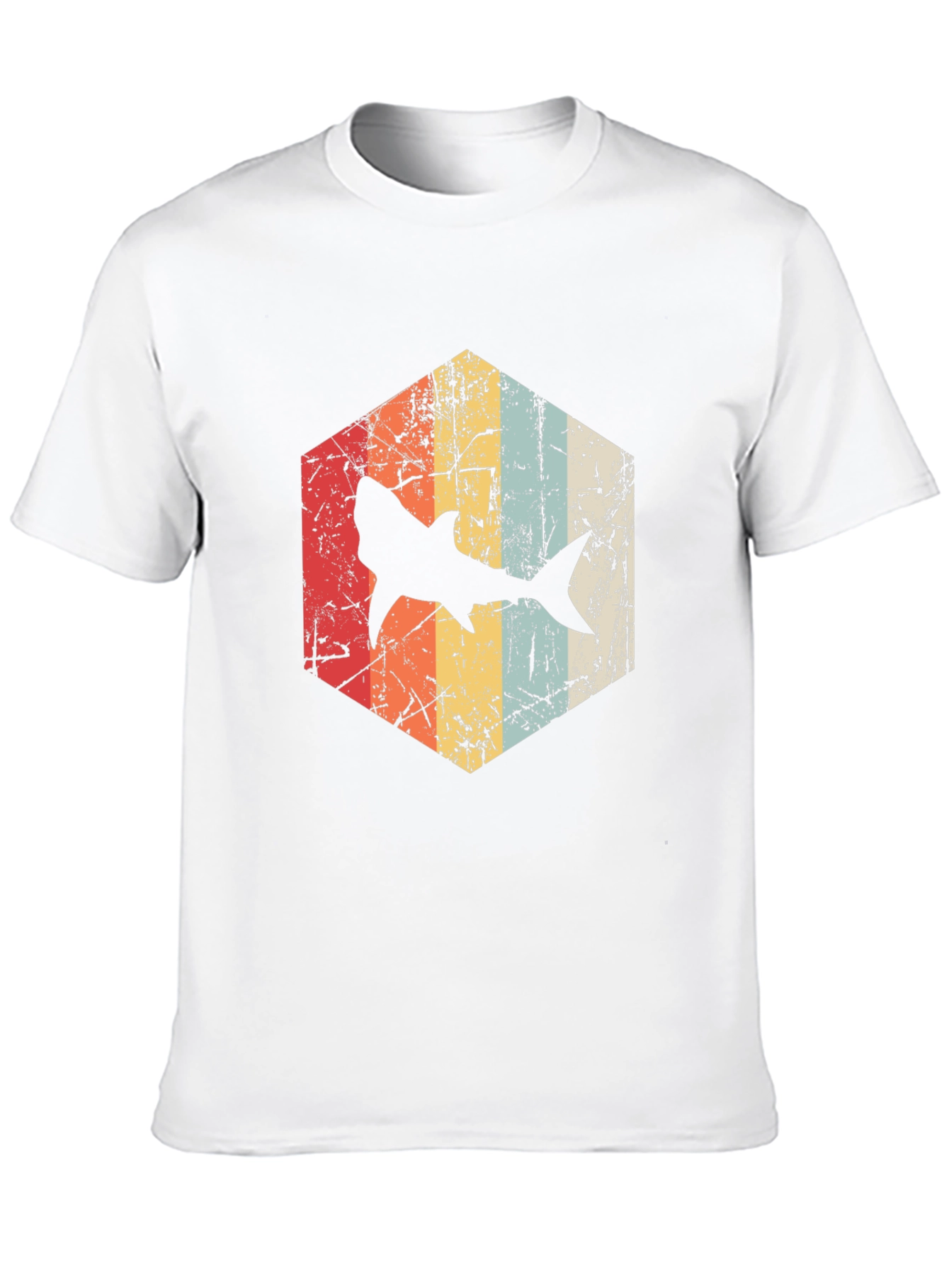 Retro Shark Graphic Tee - Distressed Style