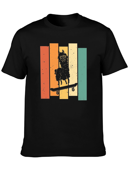 Retro Skateboard Llama Graphic Tee