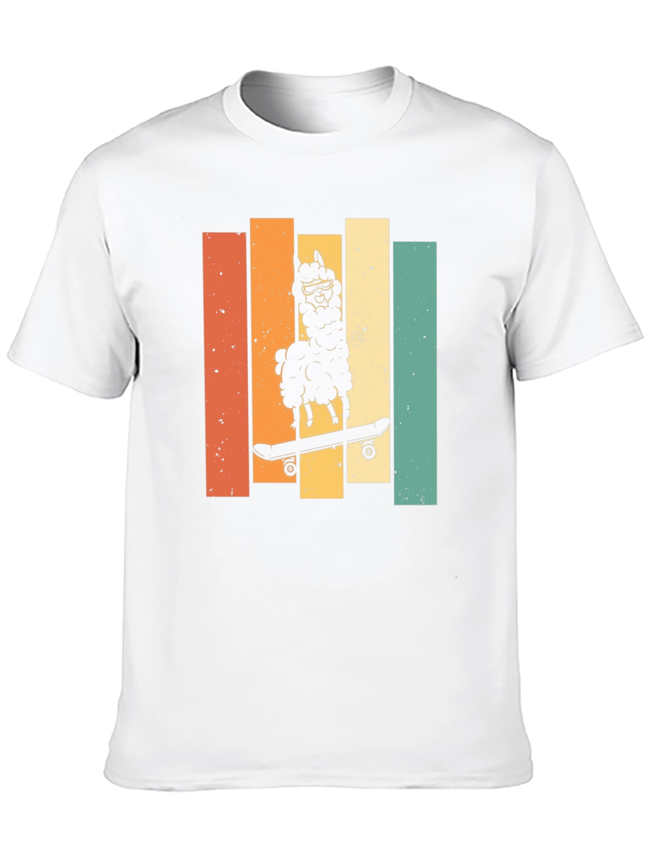 Retro Skateboard Llama Graphic Tee
