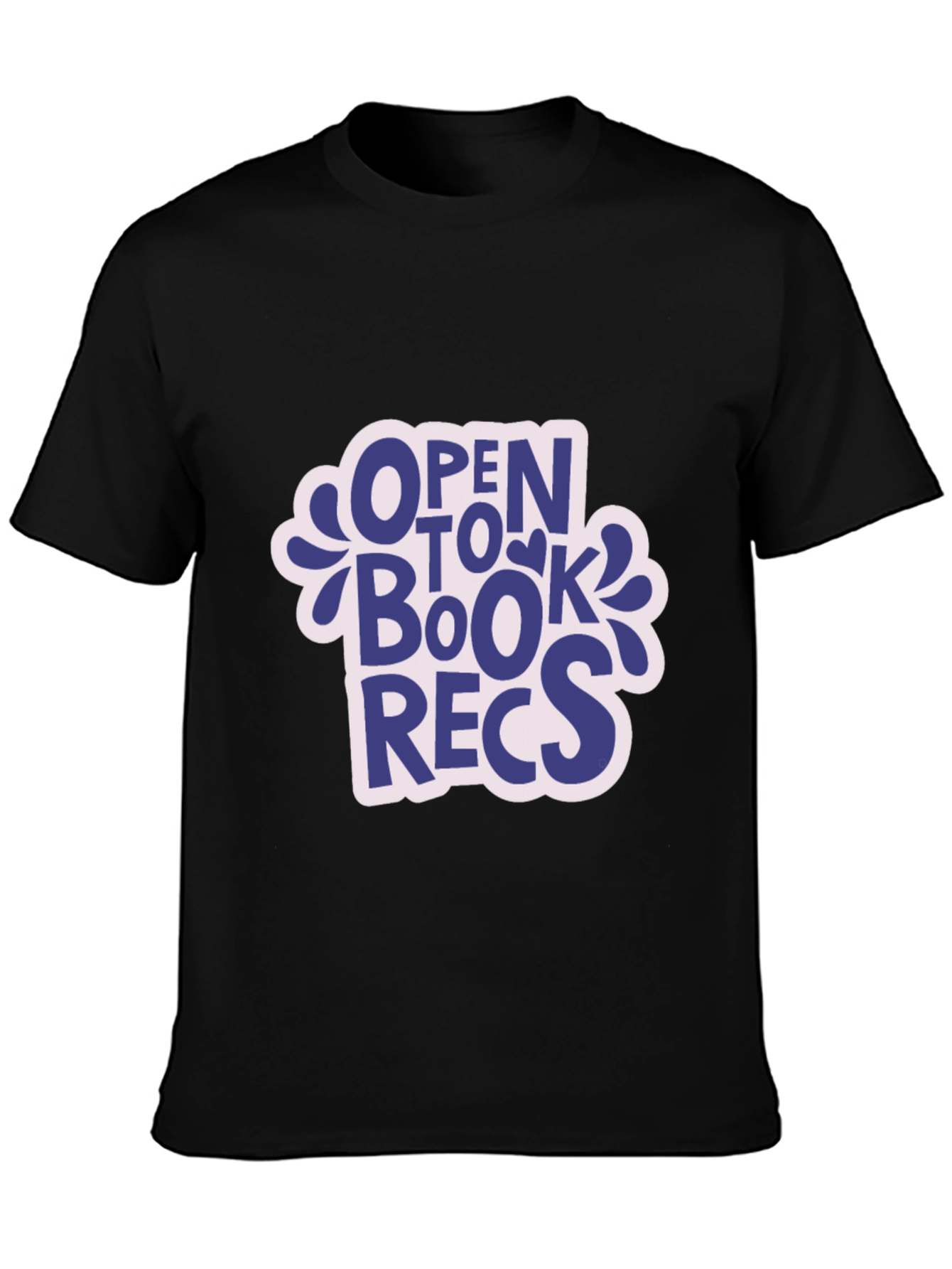 Open to Book Recs Black T-Shirt