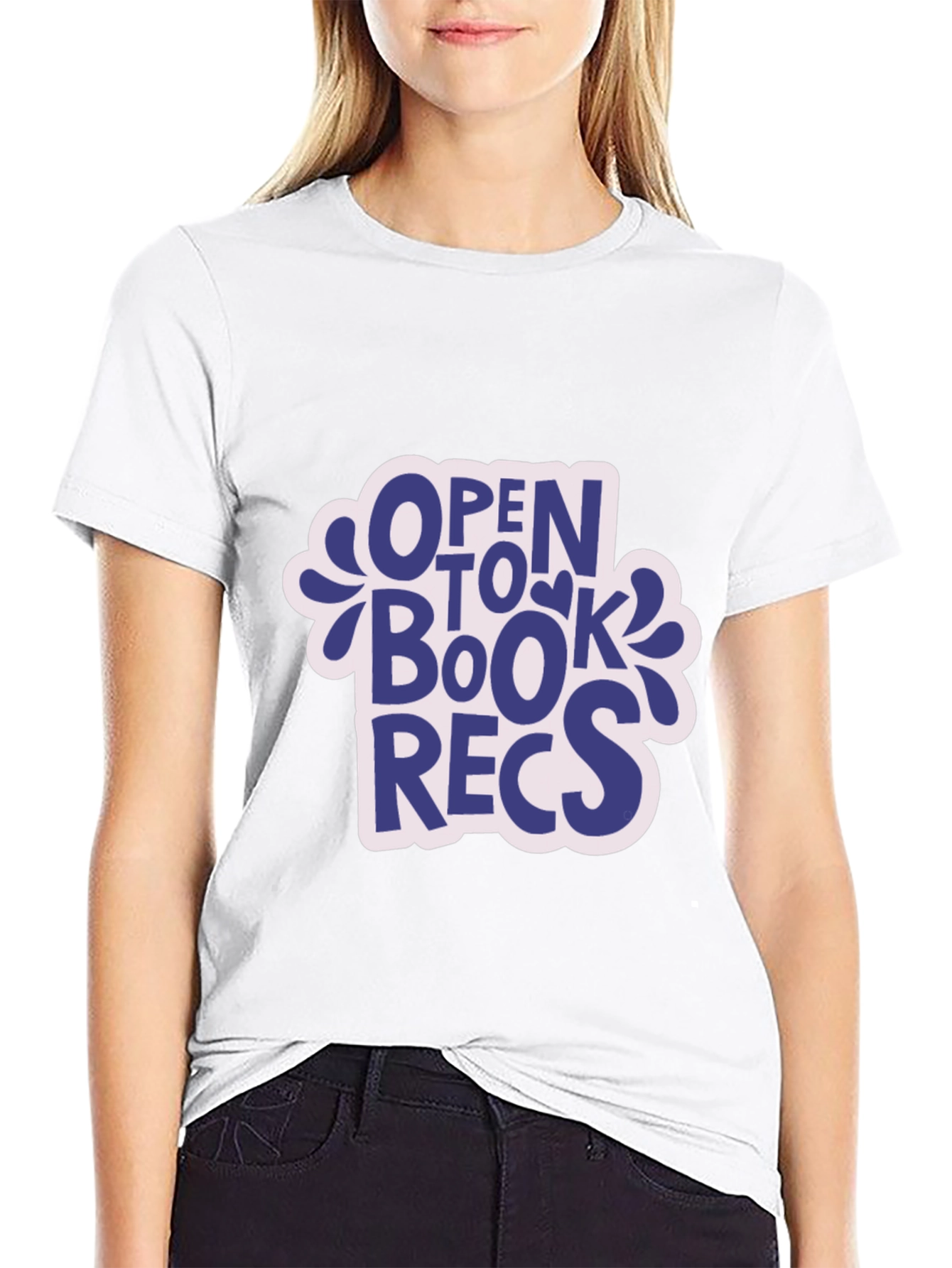 Open to Book Recs Black T-Shirt