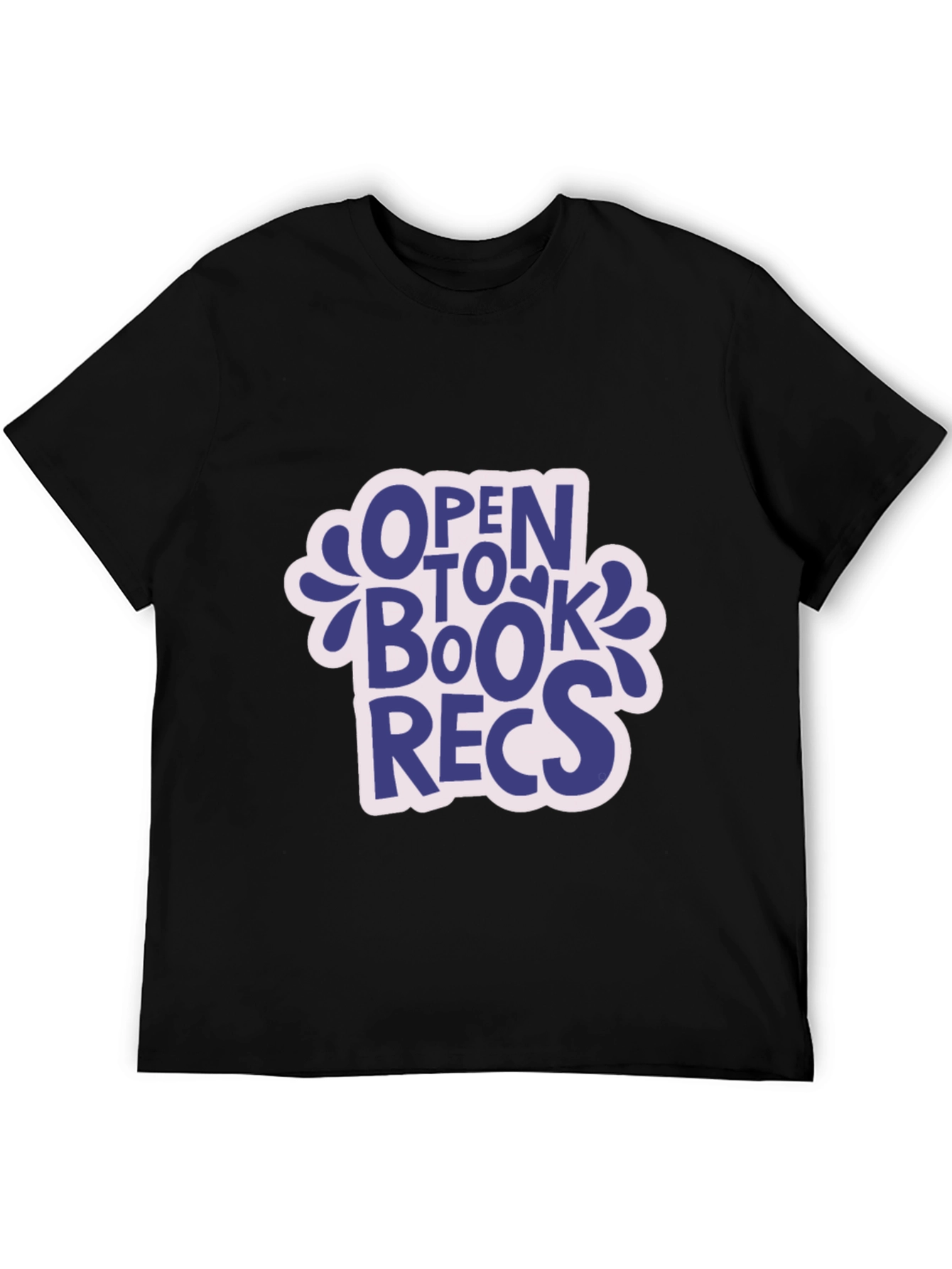 Open to Book Recs Black T-Shirt