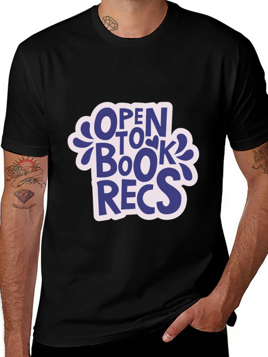 Open to Book Recs Black T-Shirt