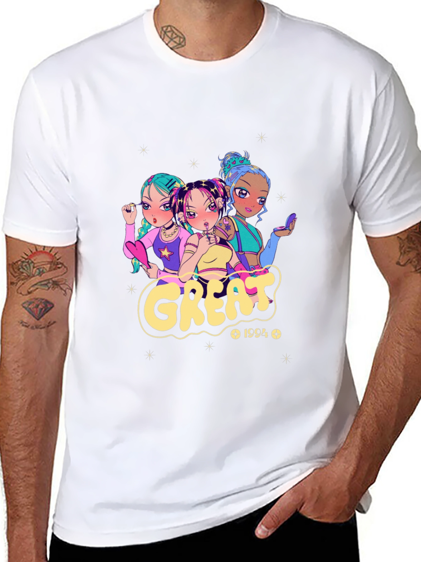 Anime Girl Black Graphic T-Shirt
