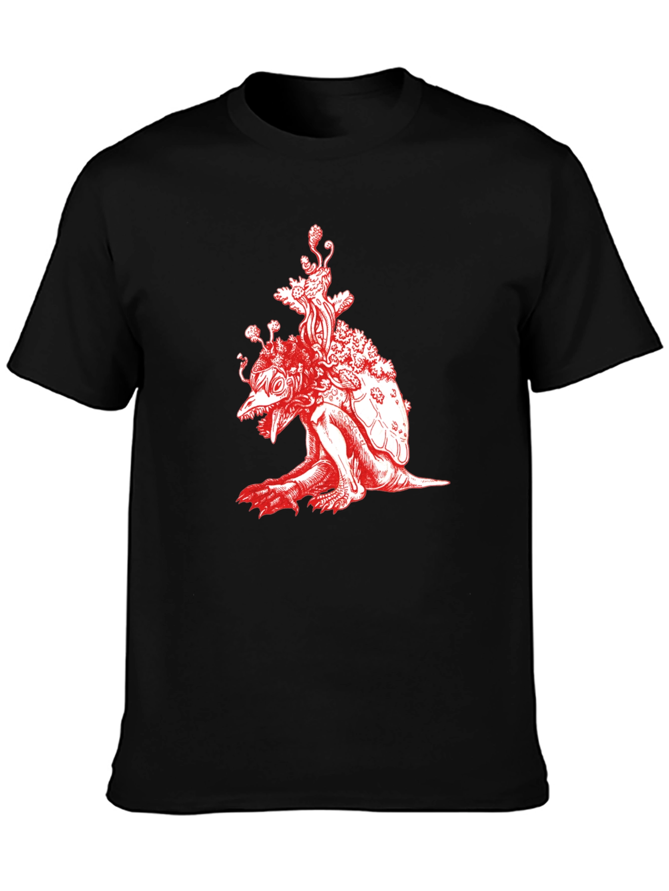 Unique Red Turtle Graphic Black T-Shirt