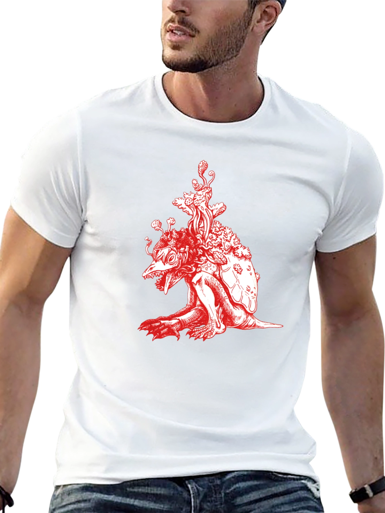Unique Red Turtle Graphic Black T-Shirt