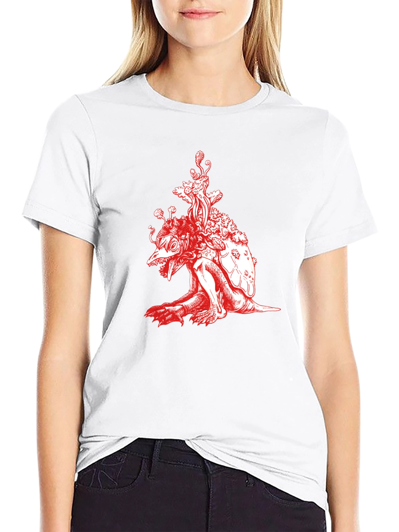 Unique Red Turtle Graphic Black T-Shirt