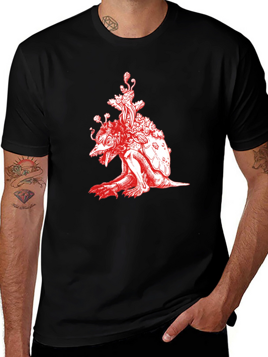 Unique Red Turtle Graphic Black T-Shirt