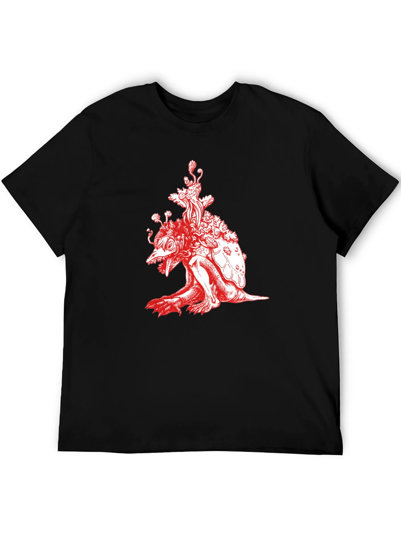 Unique Red Turtle Graphic Black T-Shirt