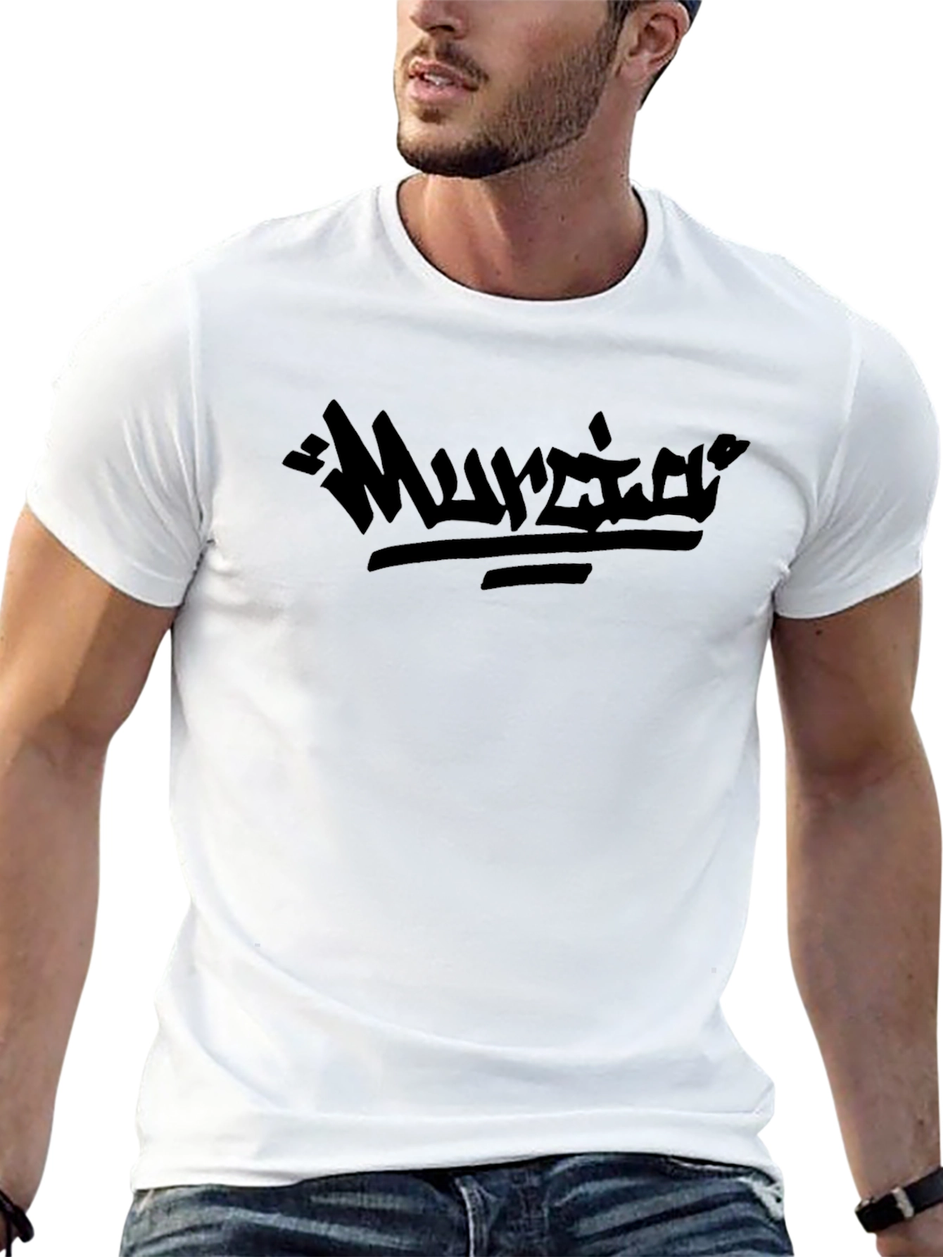 Mens Black Graphic T-Shirt - Edgy Design