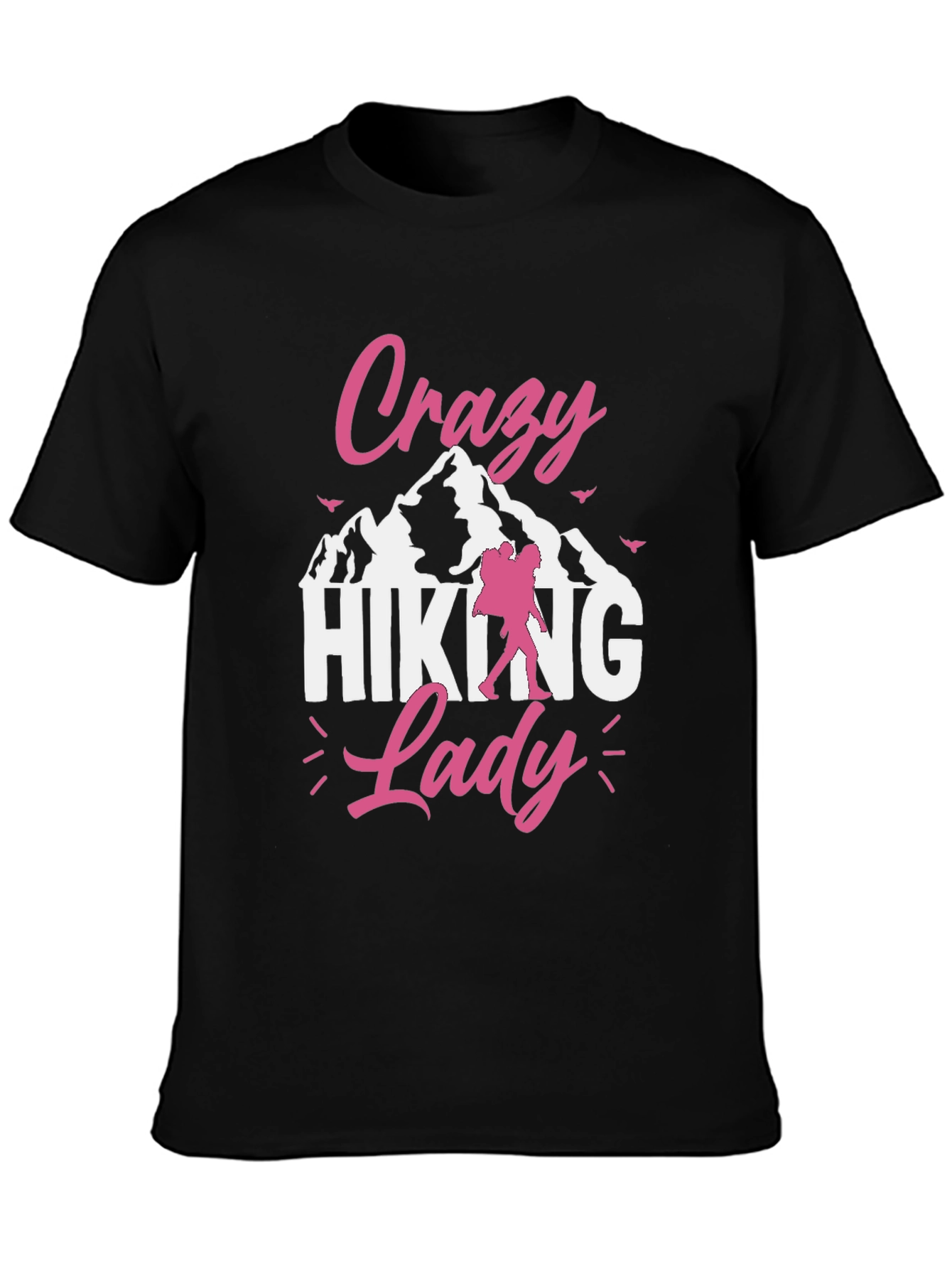 Crazy Hiking Lady Black T-Shirt