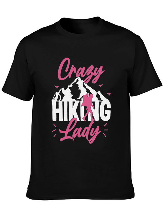 Crazy Hiking Lady Black T-Shirt