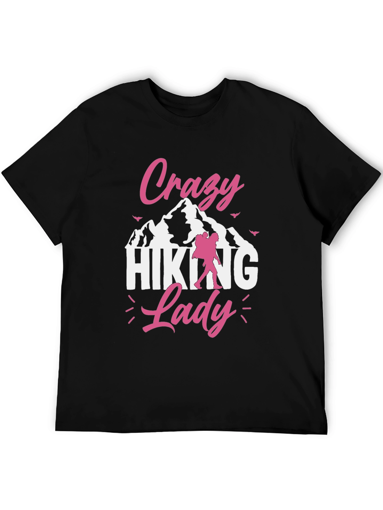 Crazy Hiking Lady Black T-Shirt