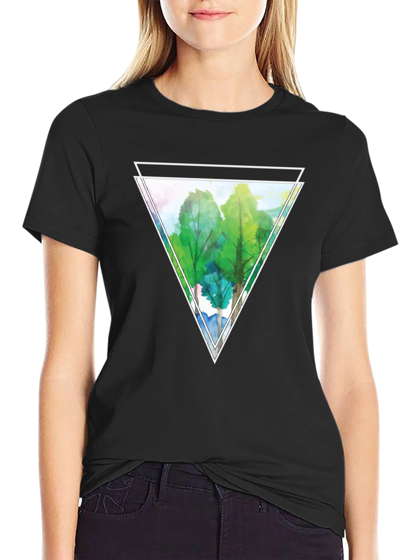 Triangle Trees Black T-Shirt