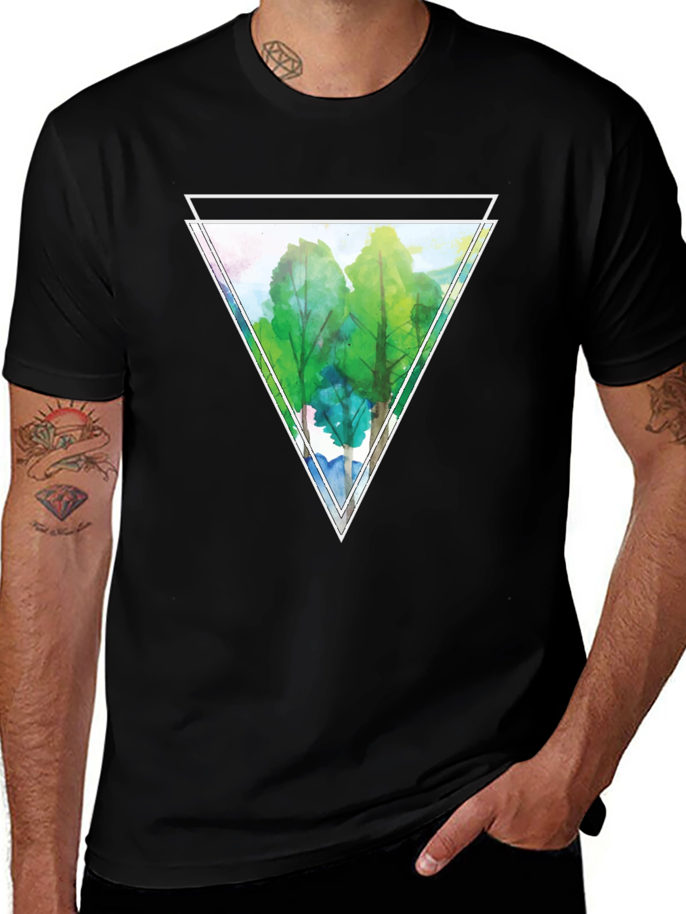 Triangle Trees Black T-Shirt
