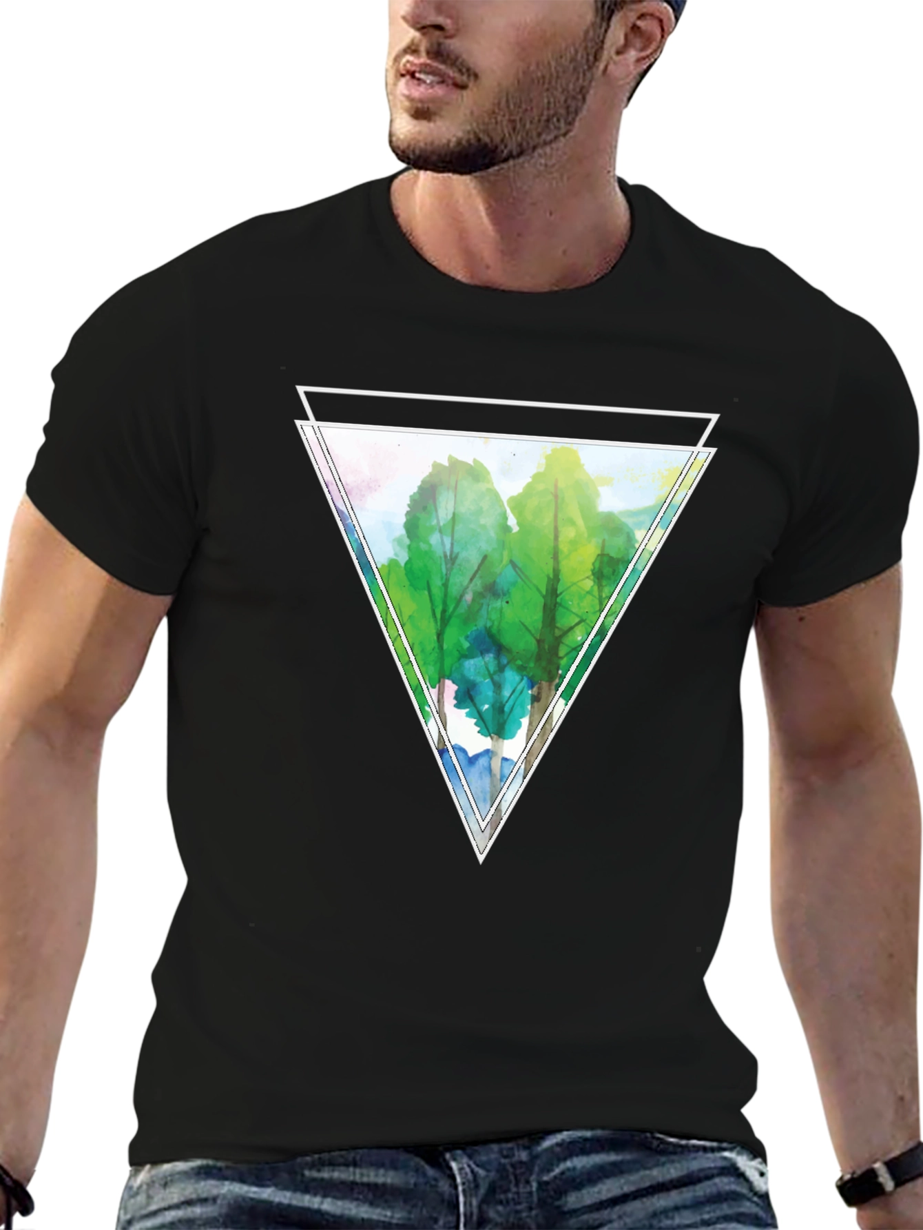 Triangle Trees Black T-Shirt