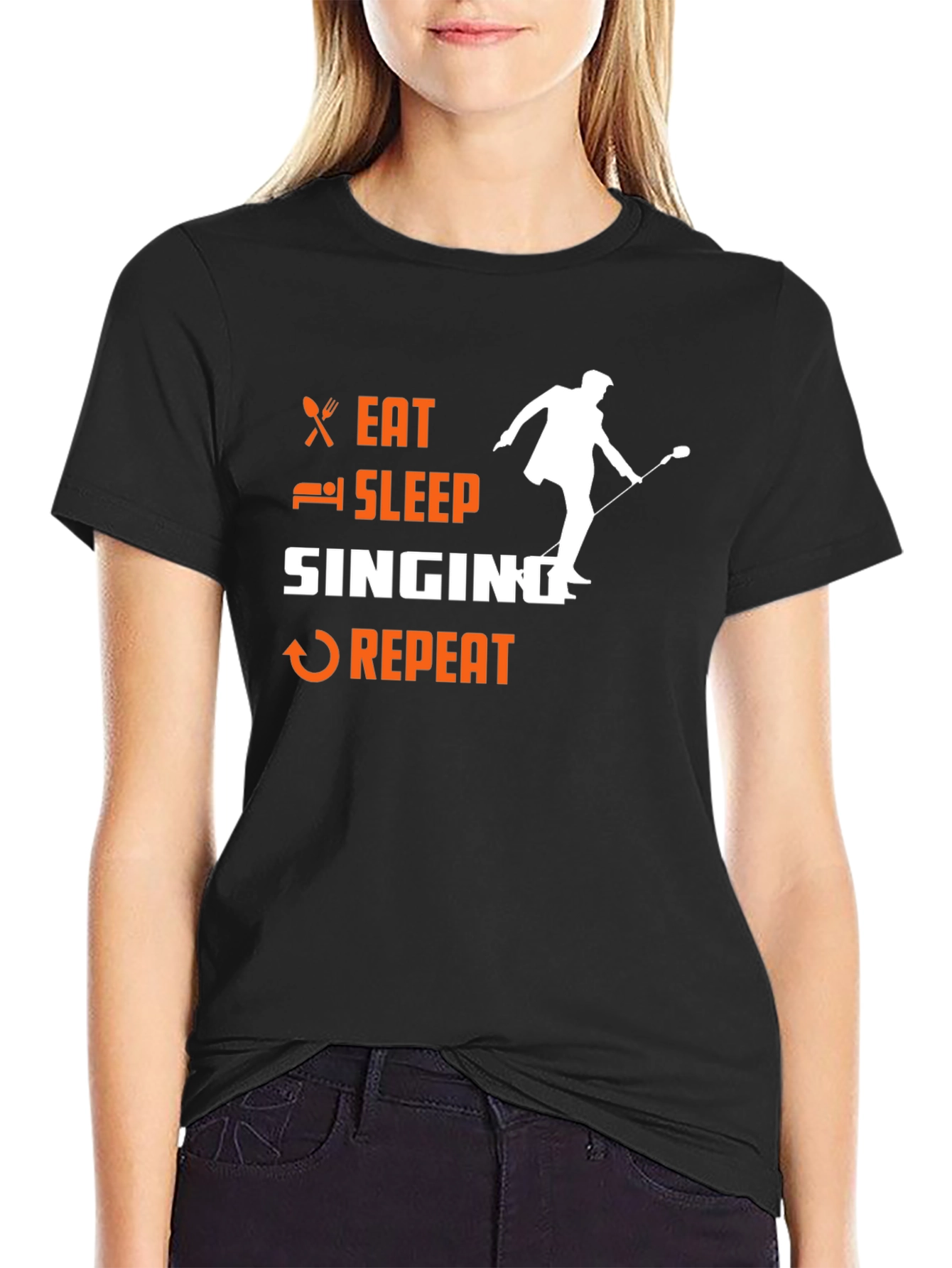 Eat Sleep Singing Repeat Graphic T-Shirt
