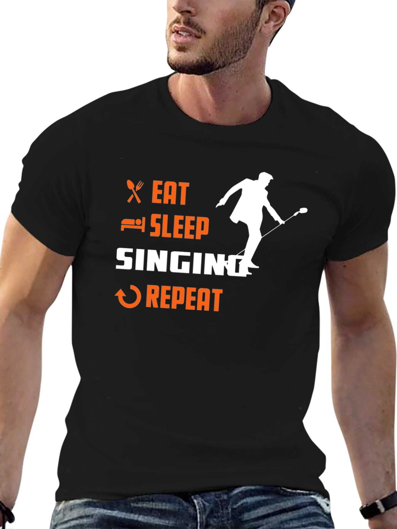 Eat Sleep Singing Repeat Graphic T-Shirt