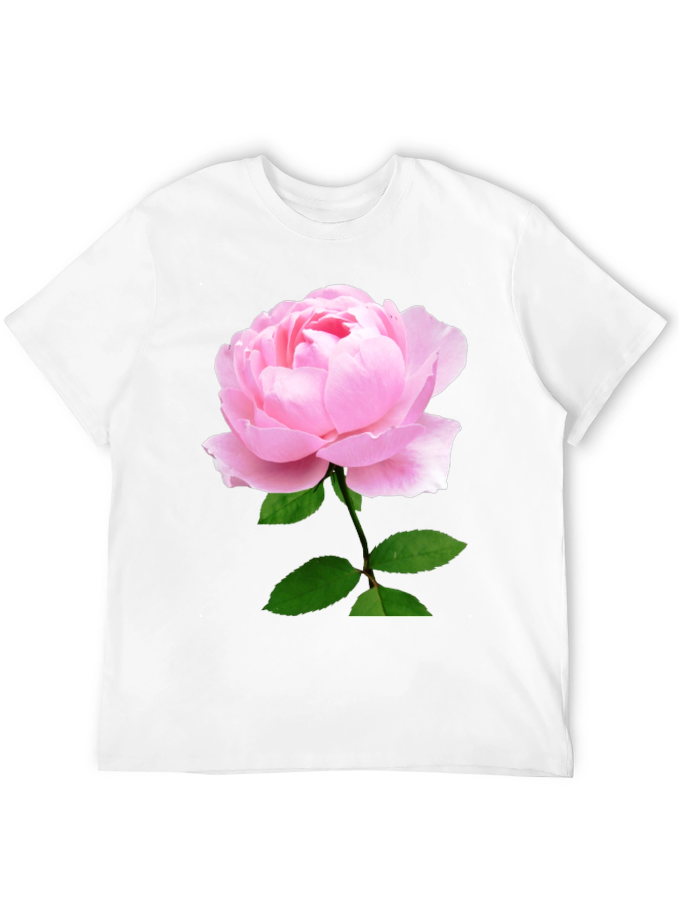 Black T-Shirt with Pink Rose Print