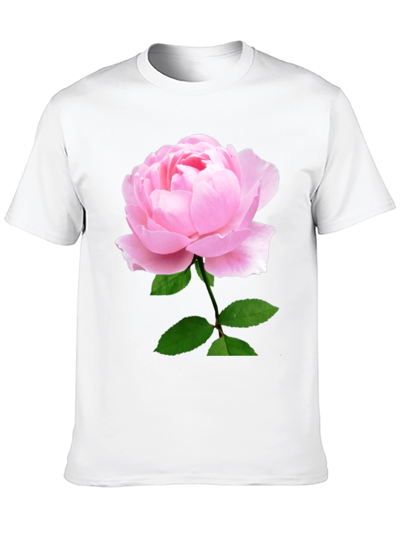 Black T-Shirt with Pink Rose Print