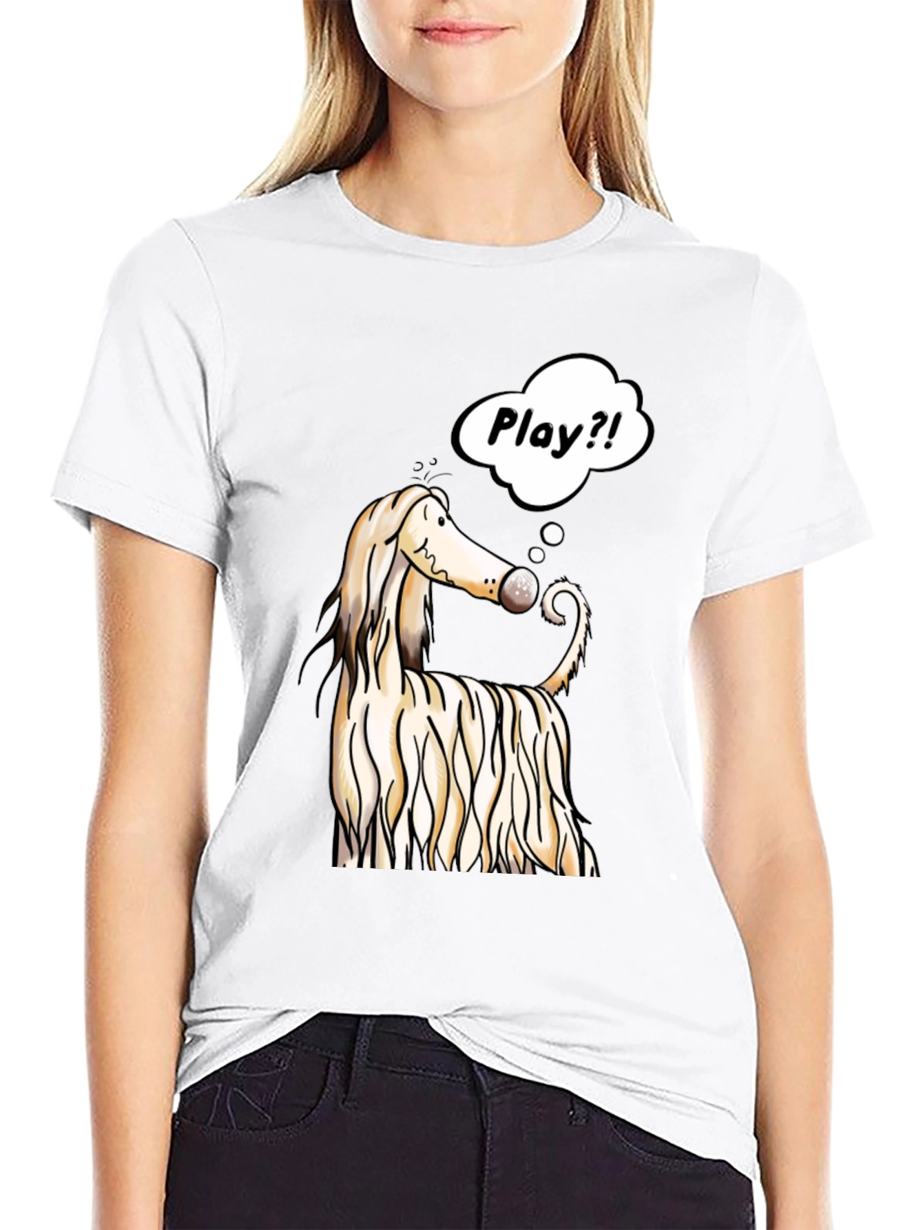 Dog Cartoon Play T-Shirt - Black Cotton Tee