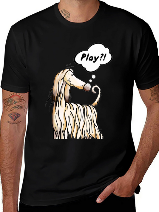 Dog Cartoon Play T-Shirt - Black Cotton Tee