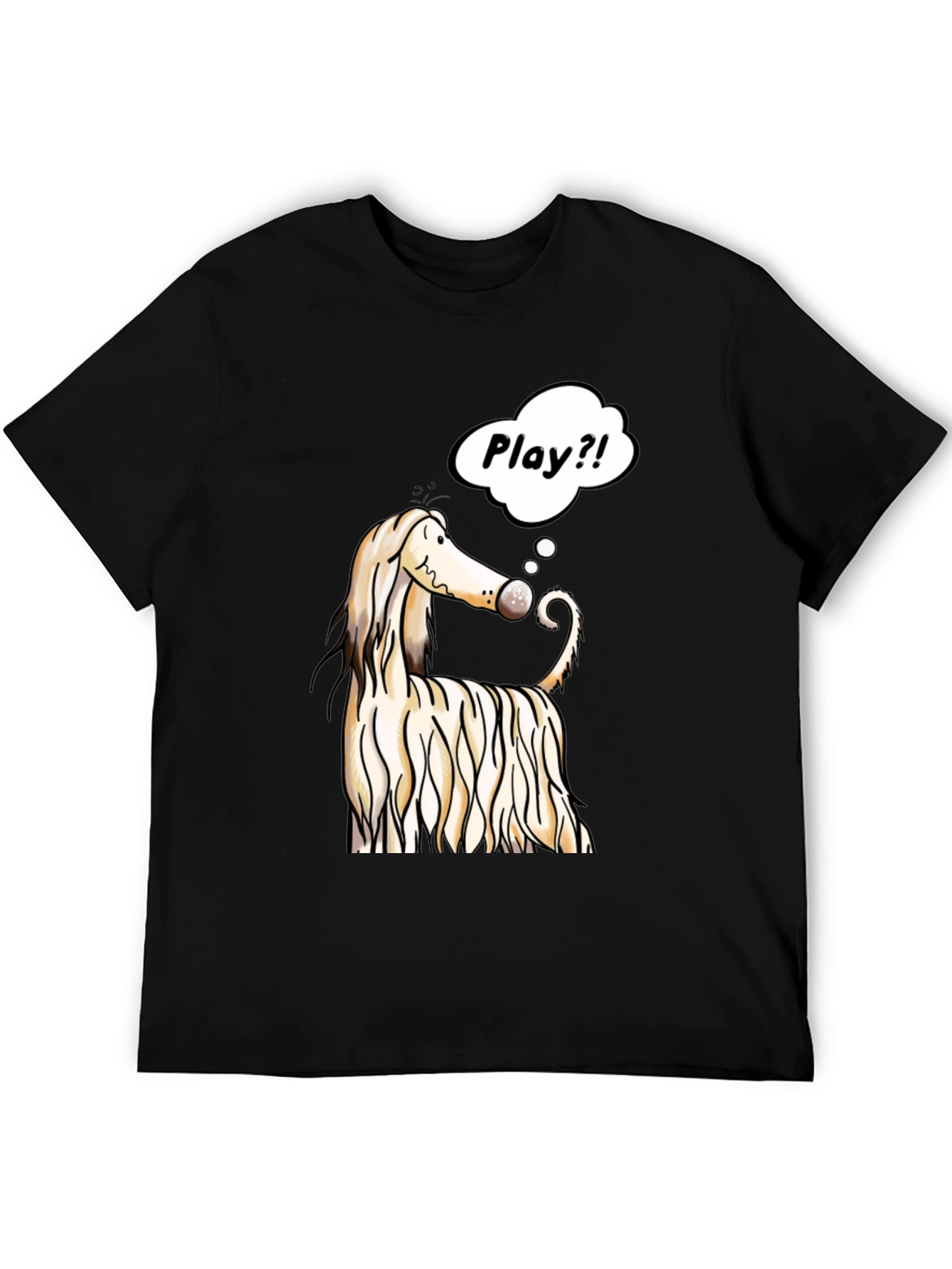 Dog Cartoon Play T-Shirt - Black Cotton Tee
