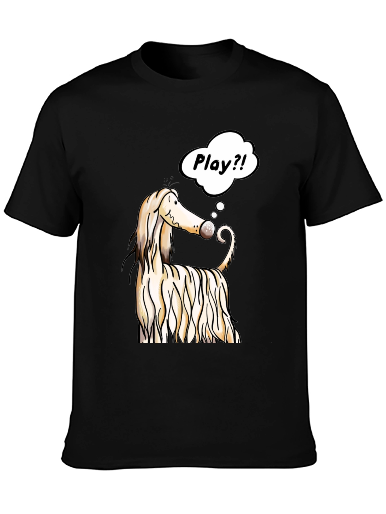 Dog Cartoon Play T-Shirt - Black Cotton Tee