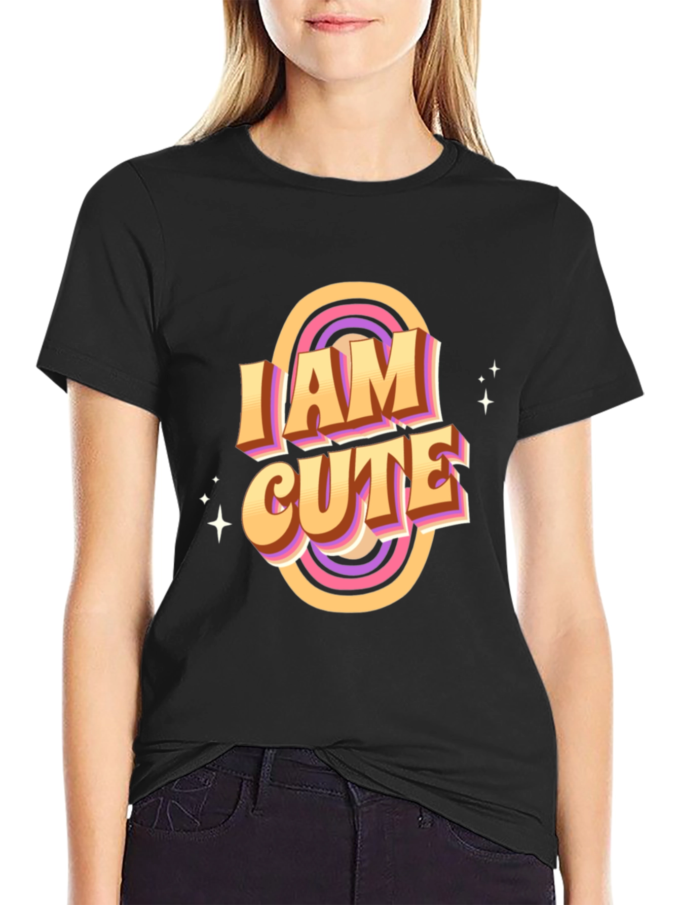 I Am Cute Graphic T-Shirt - Retro Style