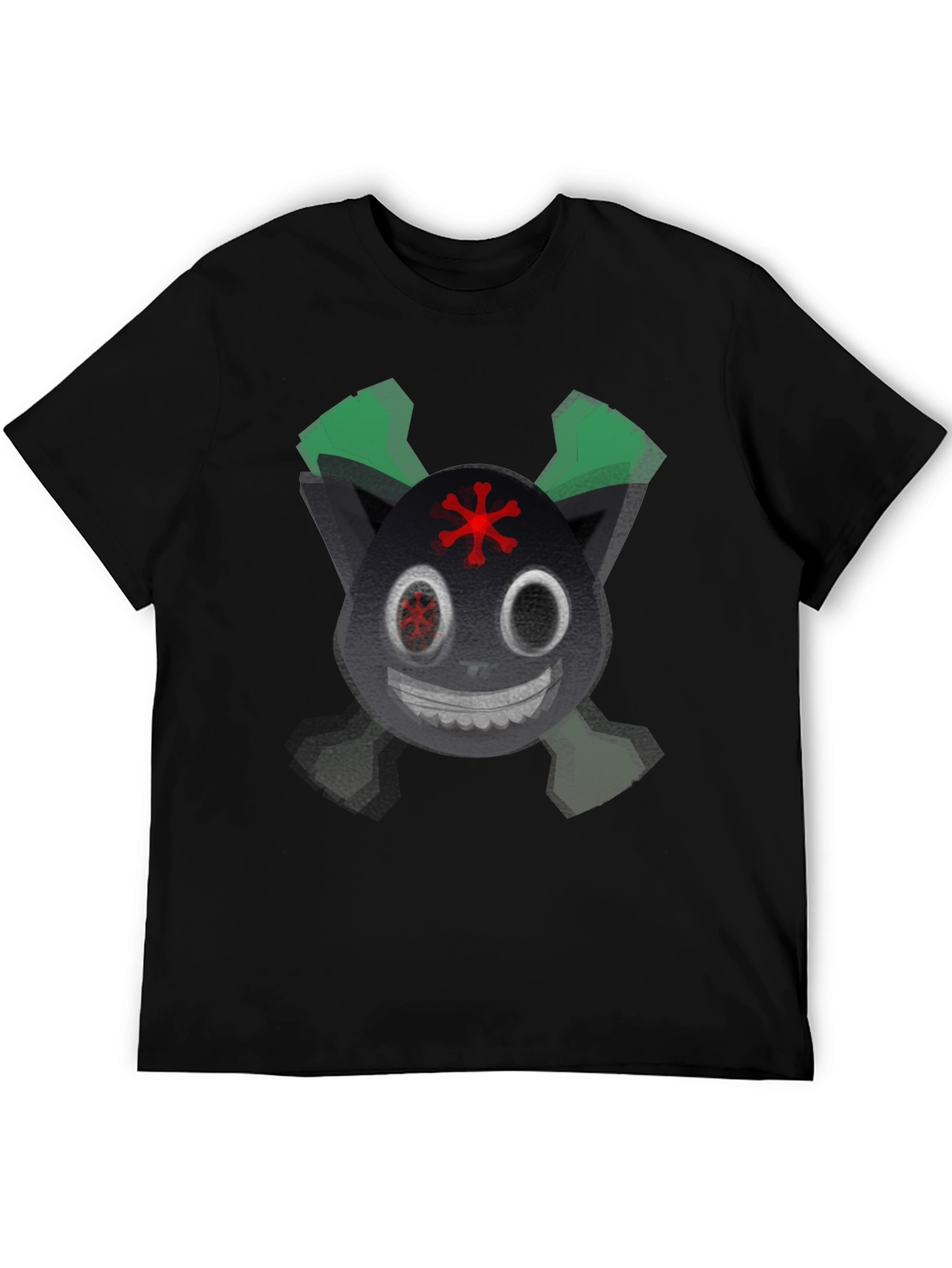 Creepy Cartoon Cat Graphic T-Shirt