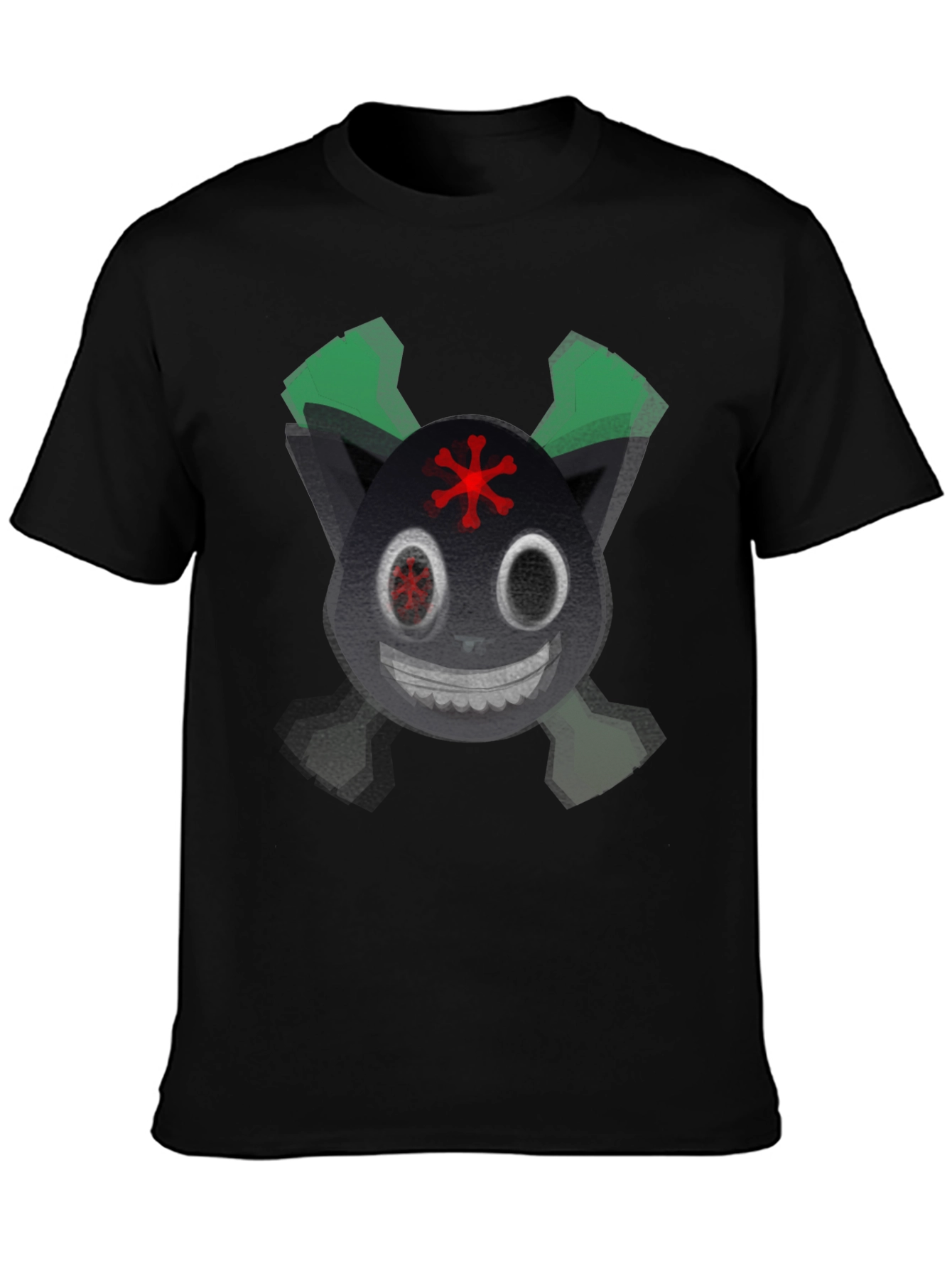 Creepy Cartoon Cat Graphic T-Shirt