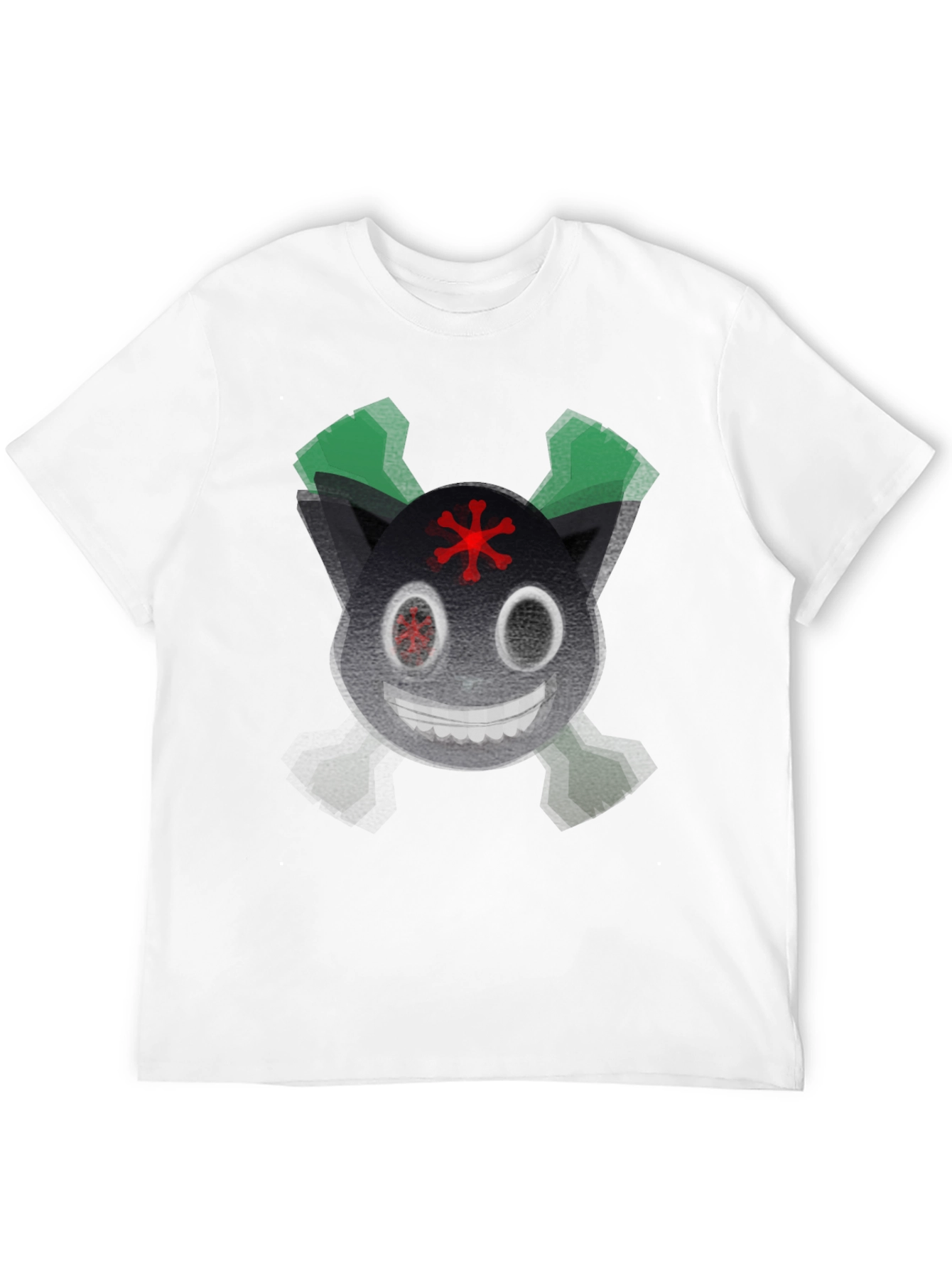 Creepy Cartoon Cat Graphic T-Shirt