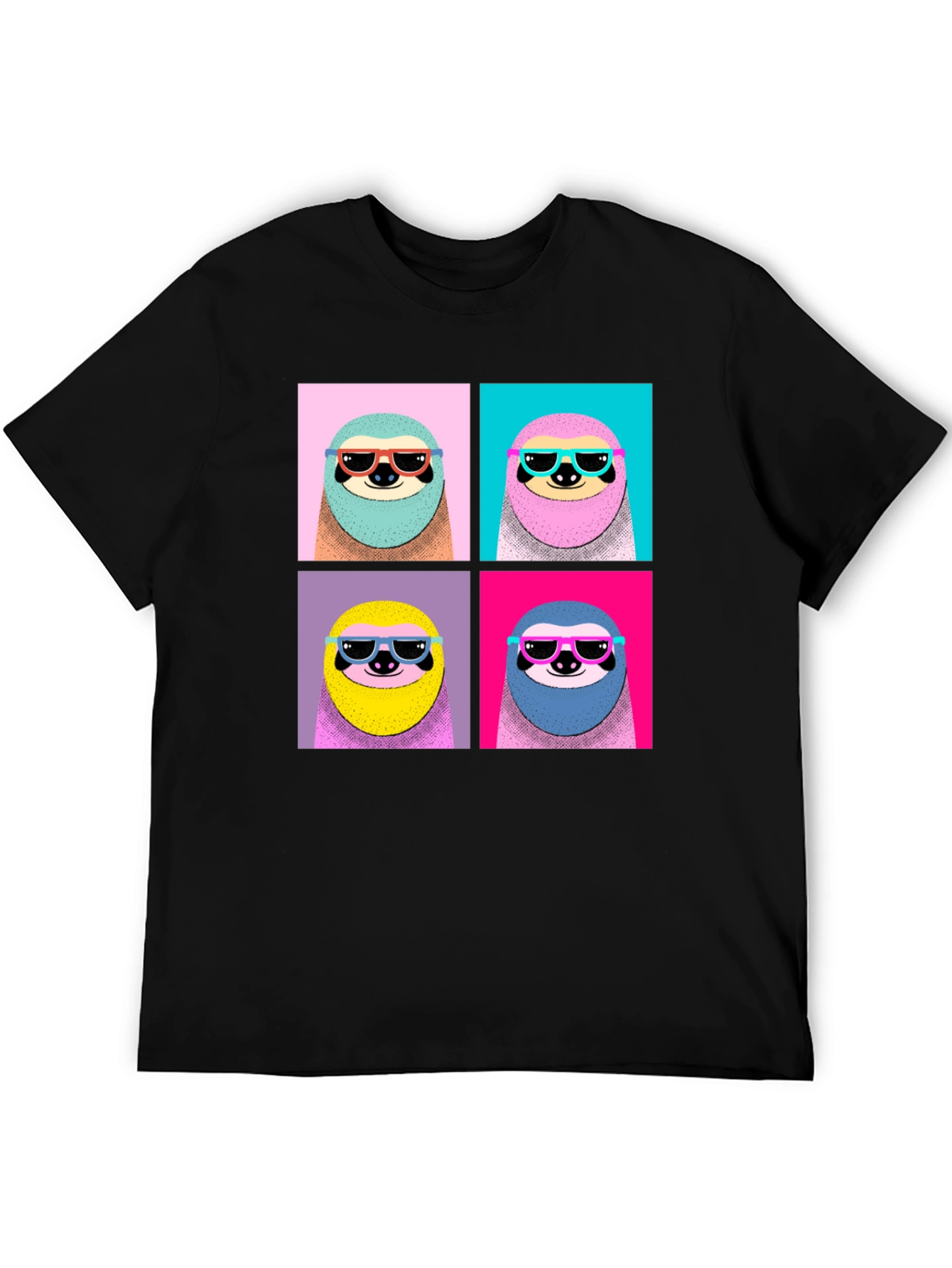 Cool Sloth Pop Art Graphic Tee - Black