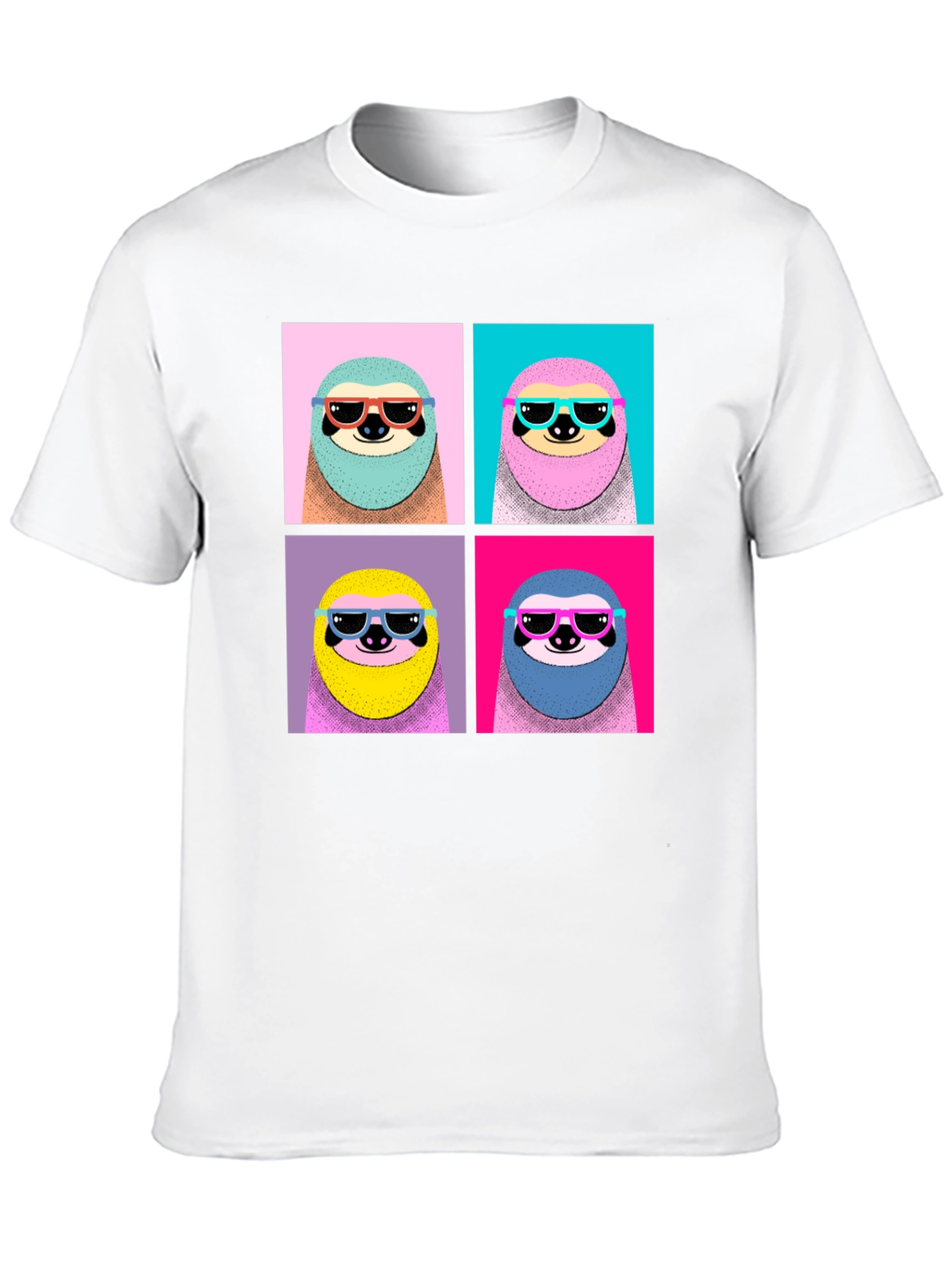 Cool Sloth Pop Art Graphic Tee - Black
