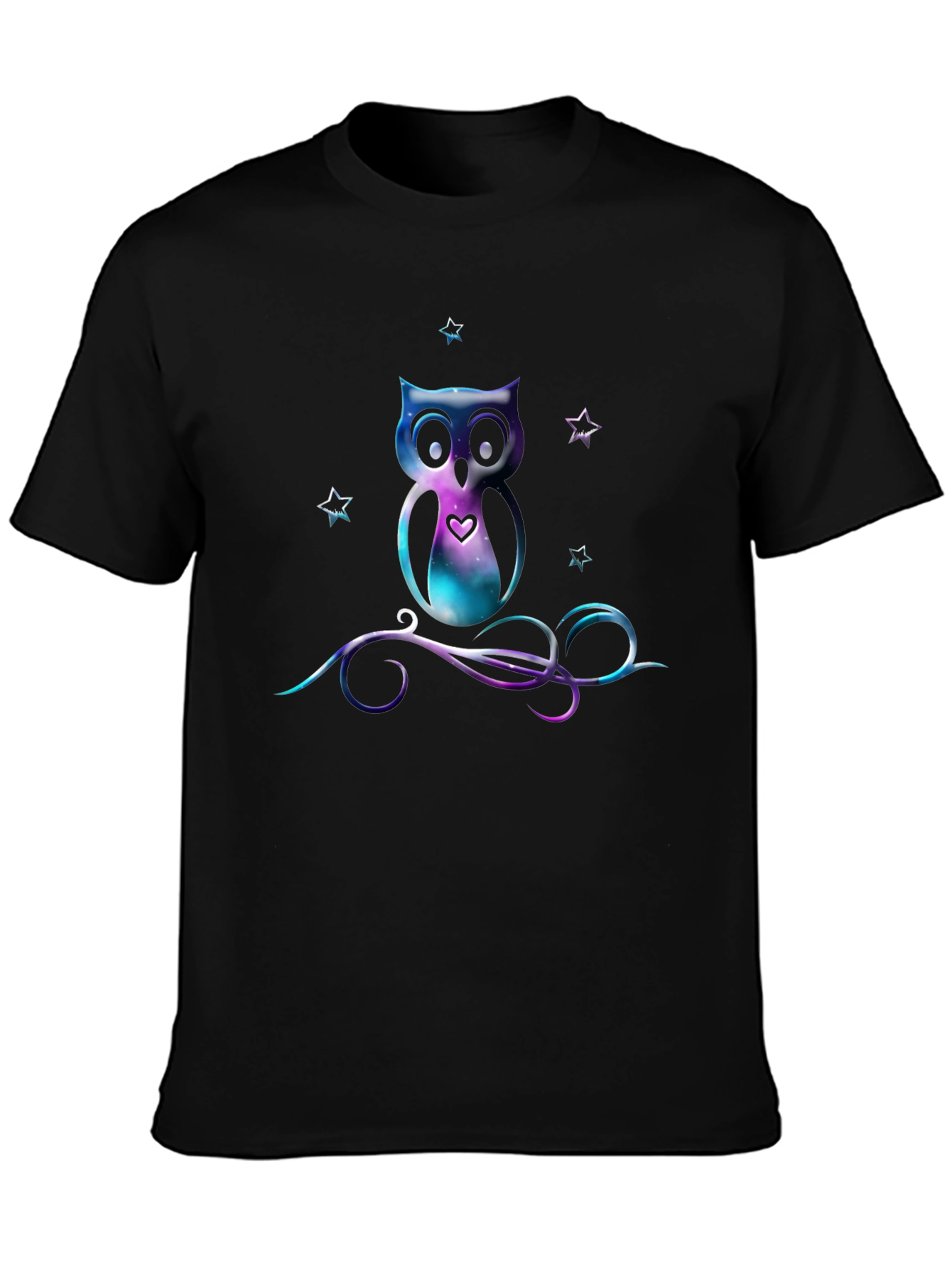 Galaxy Owl Graphic Tee - Stylish Mens Black T-Shirt