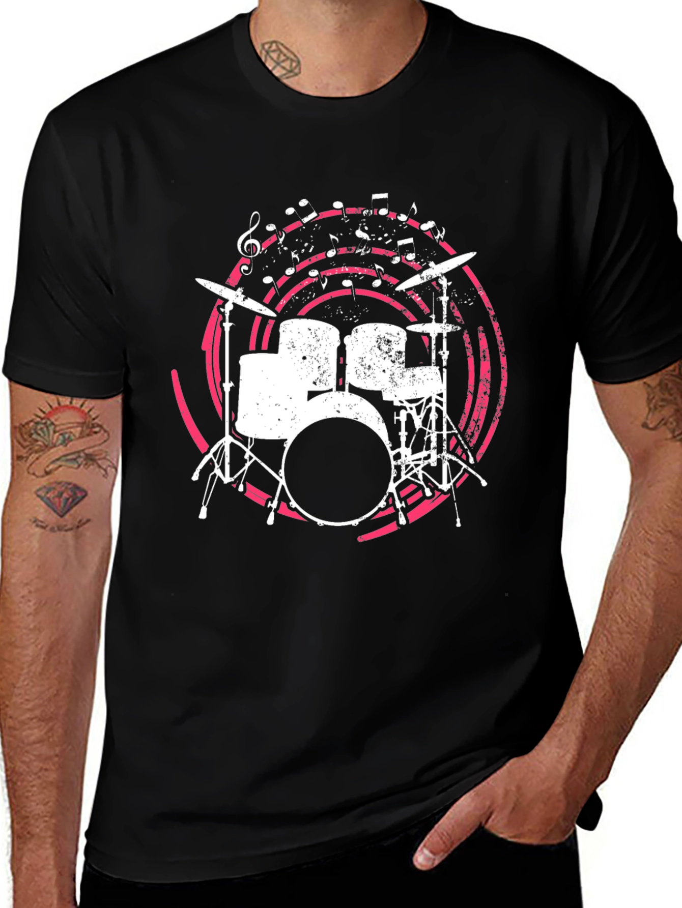 Drum Set Graphic Tee - Music Lovers Shirt