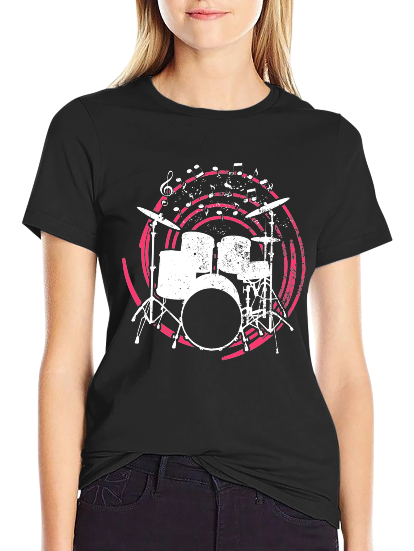 Drum Set Graphic Tee - Music Lovers Shirt