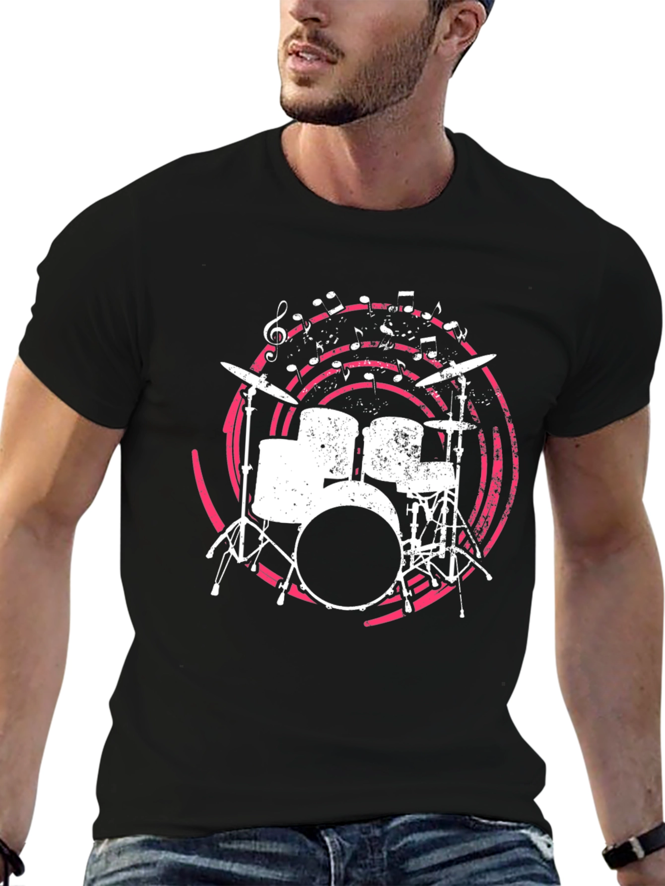 Drum Set Graphic Tee - Music Lovers Shirt