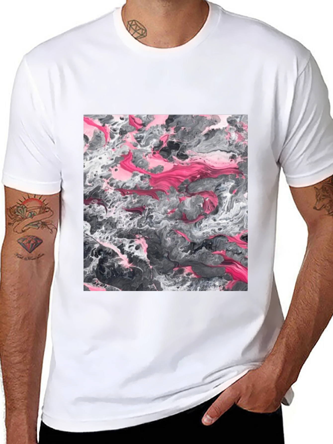 Abstract Swirl Graphic Tee - Black