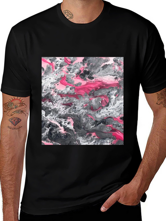 Abstract Swirl Graphic Tee - Black