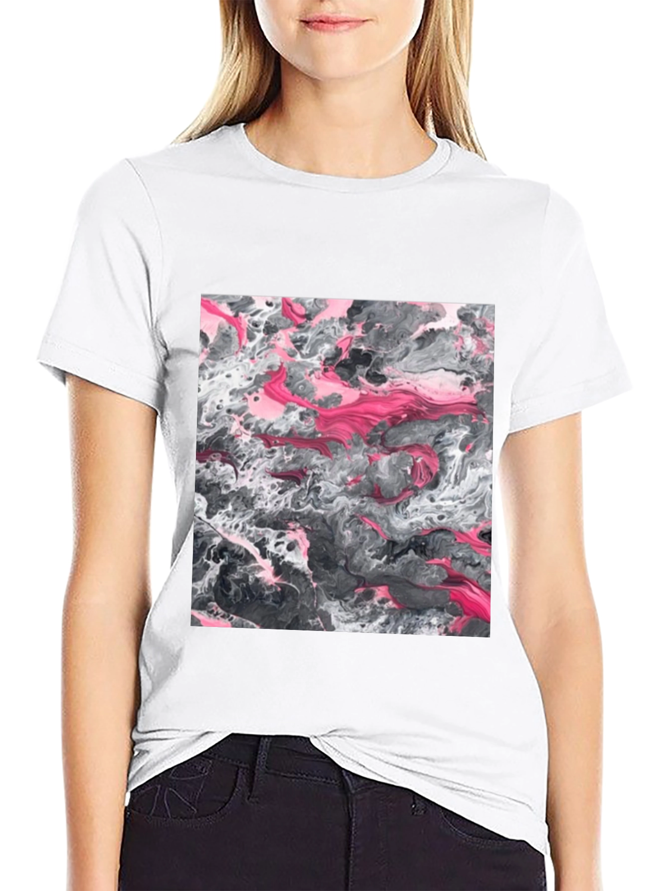 Abstract Swirl Graphic Tee - Black