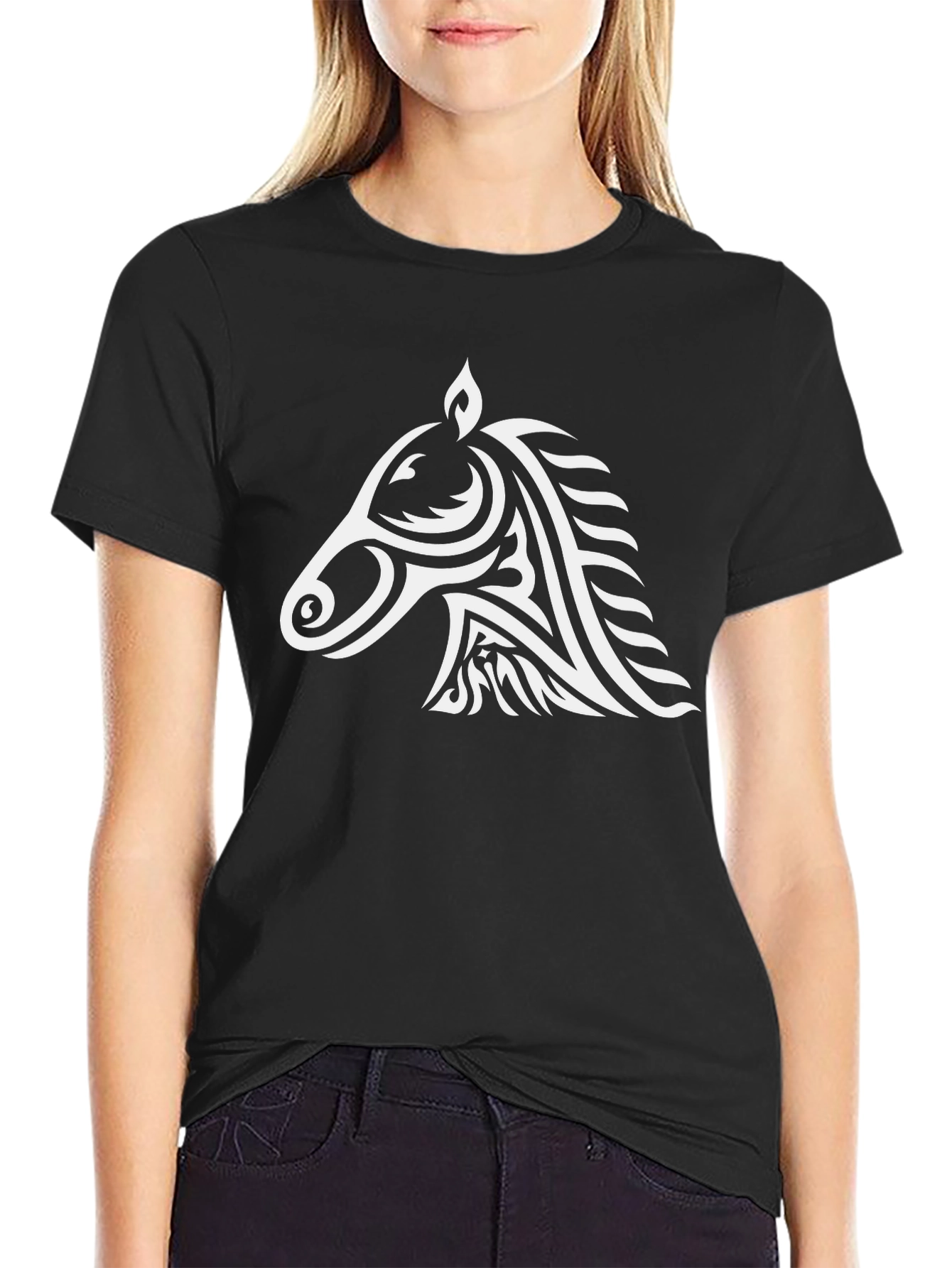 Tribal Horse Graphic Tee - Cool Black T-Shirt