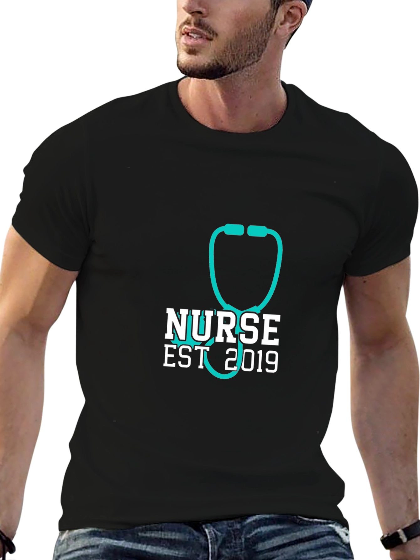 Nurse Est 2019 Stethoscope T-Shirt - Black