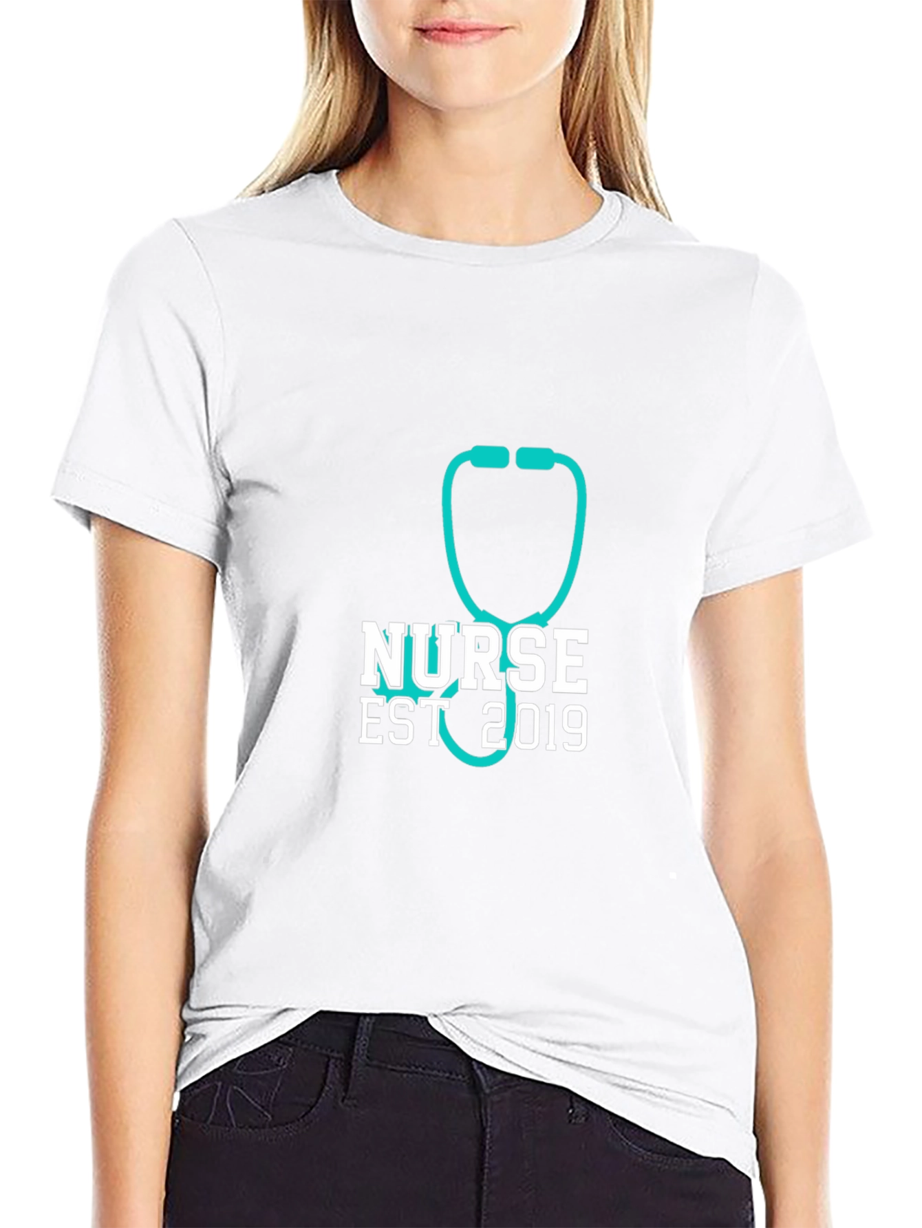 Nurse Est 2019 Stethoscope T-Shirt - Black