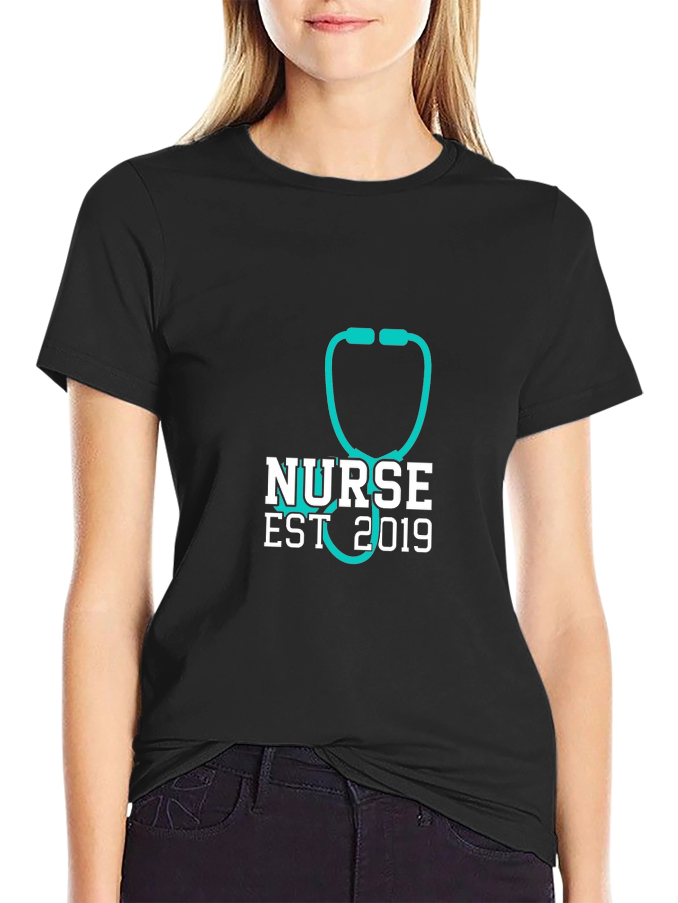Nurse Est 2019 Stethoscope T-Shirt - Black
