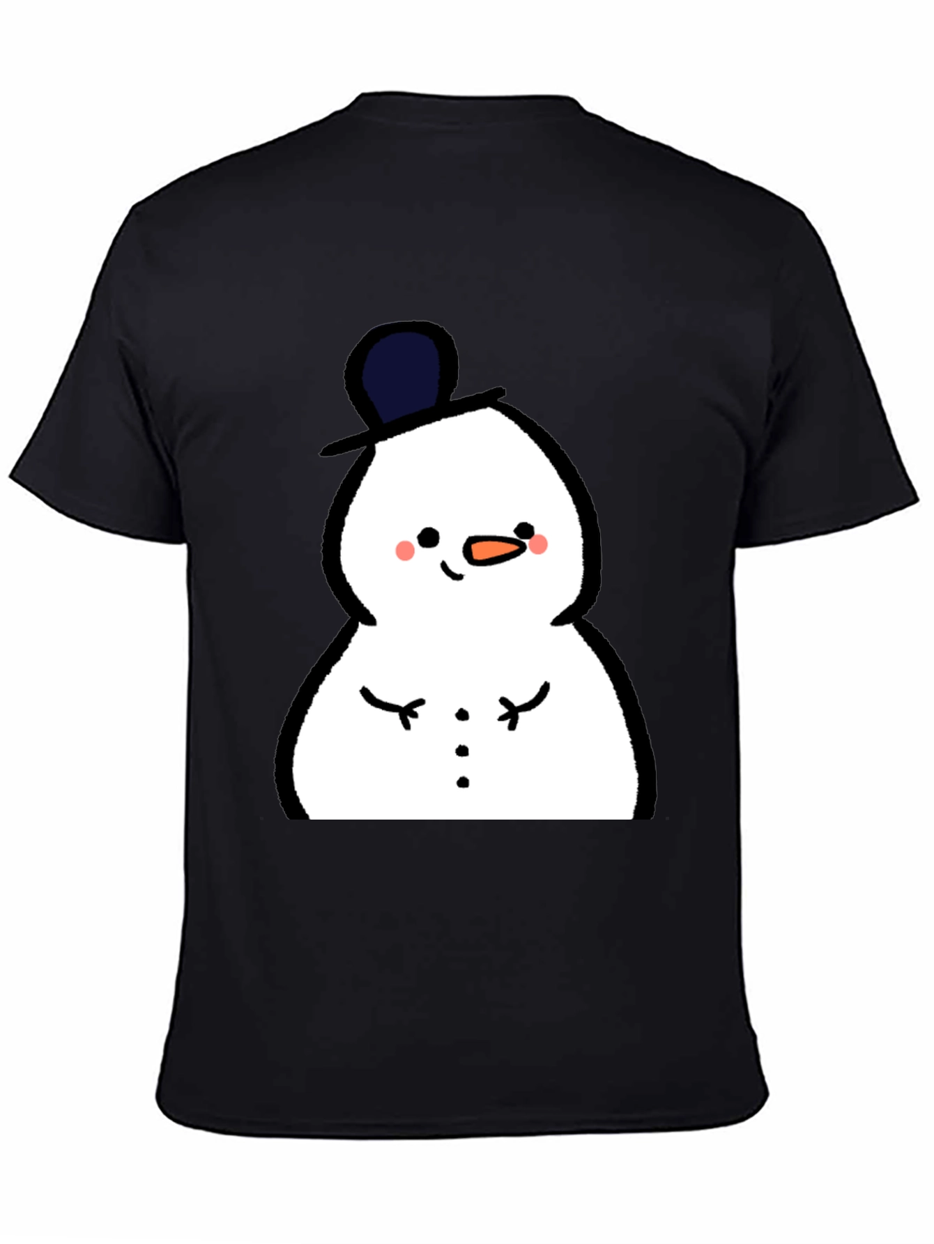 Cute Snowman Graphic Tee - Black